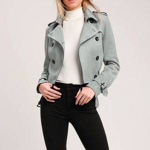 Like new slate suede moto trench coat / jacket